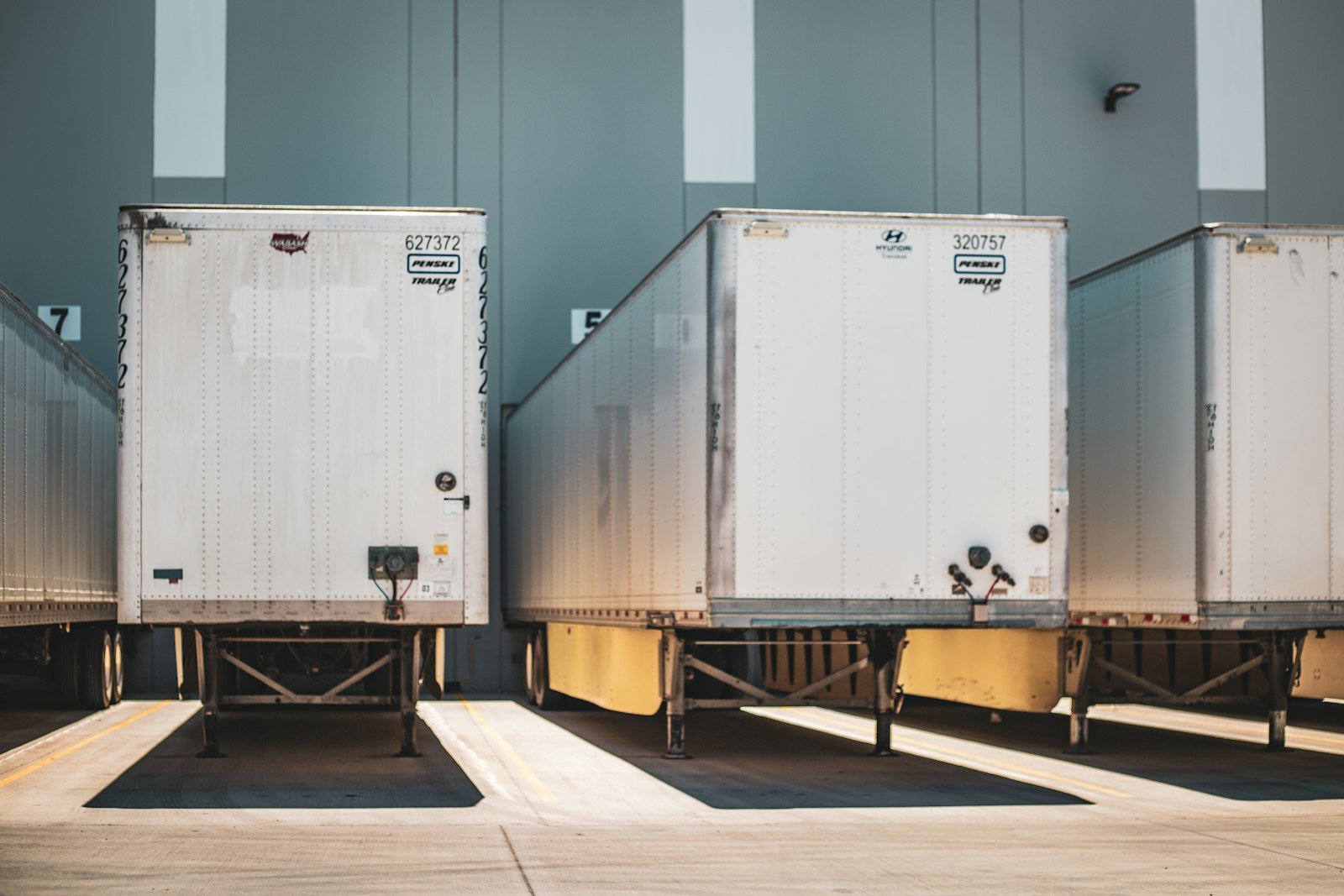 Prime Trucking tractor-trailers staged at a distribution yard