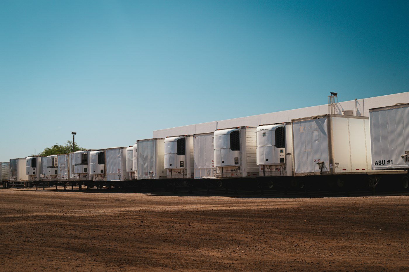 Row of trailers staged at the yard